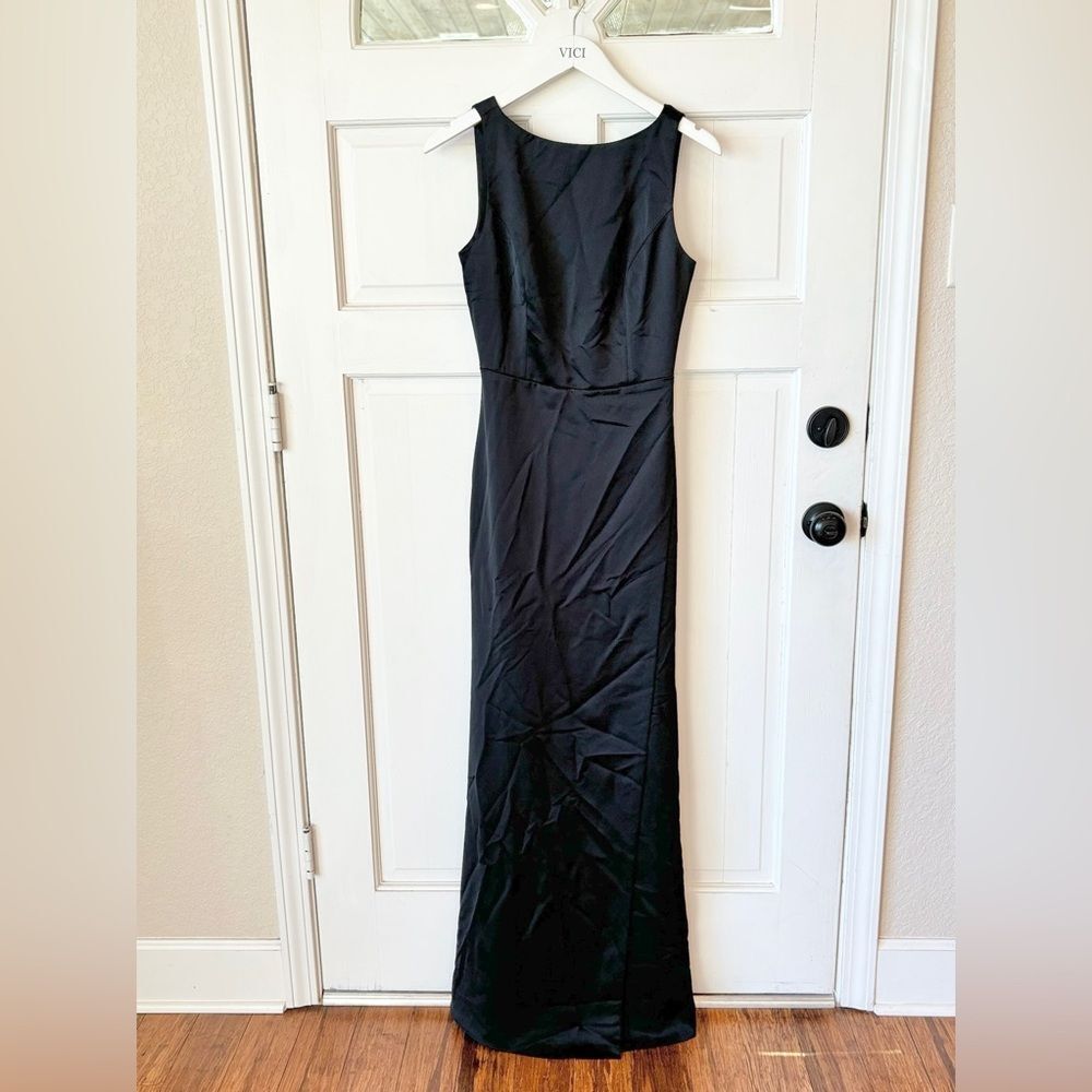 Nwt Anthropologie BHLDN Alice High-Neck Satin Maxi Dress Black - Picture 4 of 8